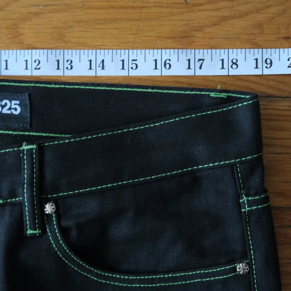 Lost SHDWS Green Outline Denim Jeans Mens Black Floral Streetwear 36 Straight